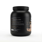 Bivalta Premium Whey Protein Pulver mit Cookies-Geschmack in schwarzer Premium-Verpackung mit Cookie-Motiv. Proteinpulver mit 23,4 g Protein pro Portion und 33 Portionen.