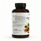 Bivalta Ashwagandha Kapseln in brauner Premium-Dose mit weißem Etikett und Ashwagandha-Wurzelmotiv. Nahrungsergänzungsmittel mit 10 % Withanoliden und 90 veganen Kapseln.