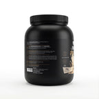 Bivalta Premium Whey Protein Pulver mit Vanillegeschmack in schwarzer Premium-Verpackung mit Vanillemotiv. Proteinpulver mit 23,43 g Protein pro Portion und 33 Portionen.