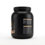 Bivalta Premium Whey Protein Pulver mit Cookies-Geschmack in schwarzer Premium-Verpackung mit Cookie-Motiv. Proteinpulver mit 23,4 g Protein pro Portion und 33 Portionen.