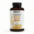 Bivalta Vitamin D3 4.000 I.E. Softgels in weiß-goldenem Premium-Design mit Sonnenmotiv. Hochdosierte Vitamin D3 Softgel Kapseln für Immunsystem und Knochengesundheit.