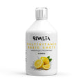 Bivalta Multivitamin Basic Shots Plus+ in gelber Premium-Verpackung mit Zitronenmotiv. Flüssiges Multivitamin Nahrungsergänzungsmittel mit Vitaminen, Mineralstoffen und 33 Shots.